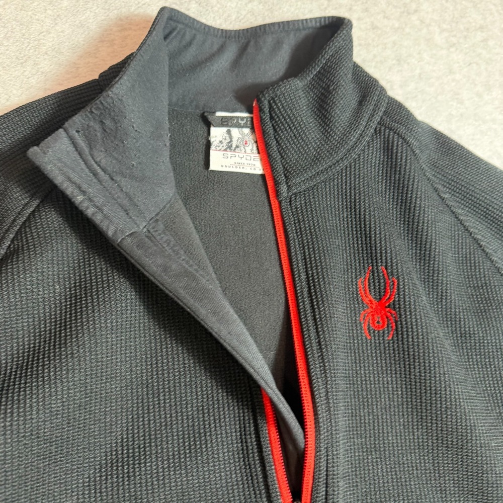 Spyder 1/4 Zip Waffle Knit Jacket Womens M Black Red Pullover Fleece Lining - Picture 7 of 13